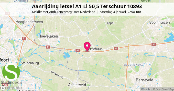 Aanrijding letsel A1 Li 50,5 Terschuur 10893