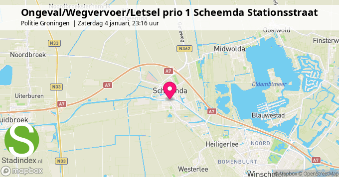 Ongeval/Wegvervoer/Letsel prio 1 Scheemda Stationsstraat