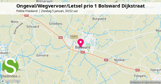 Ongeval/Wegvervoer/Letsel prio 1 Bolsward Dijkstraat