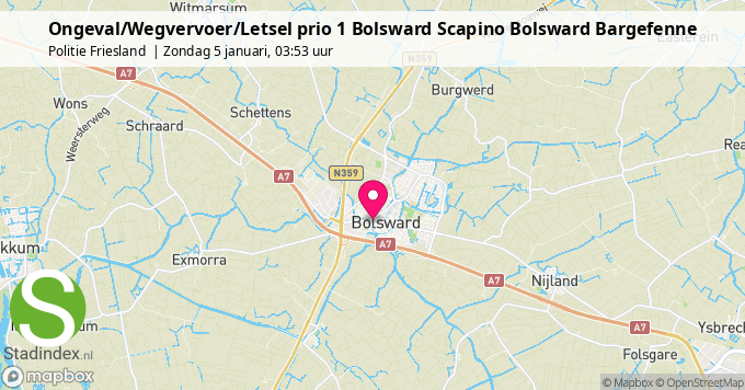 Ongeval/Wegvervoer/Letsel prio 1 Bolsward Scapino Bolsward Bargefenne