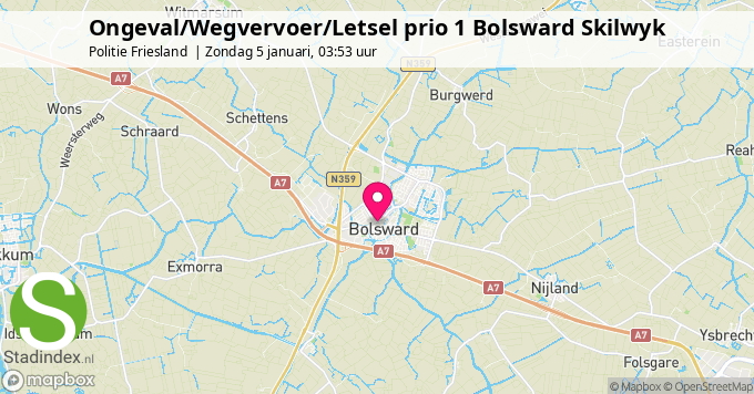 Ongeval/Wegvervoer/Letsel prio 1 Bolsward Skilwyk