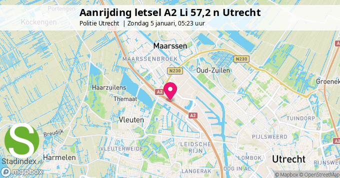 Aanrijding letsel A2 Li 57,2 n Utrecht