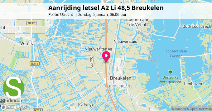 Aanrijding letsel A2 Li 48,5 Breukelen