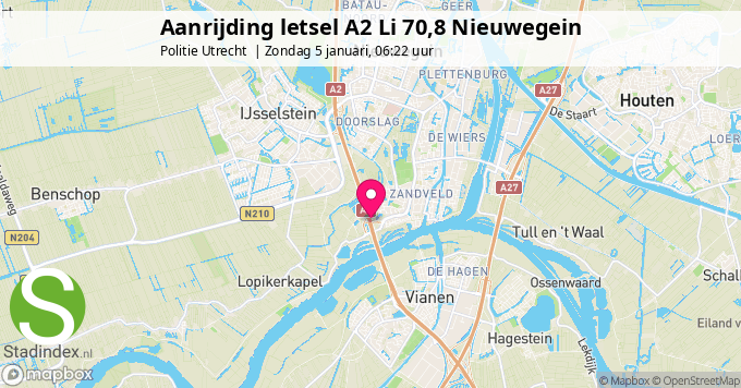 Aanrijding letsel A2 Li 70,8 Nieuwegein