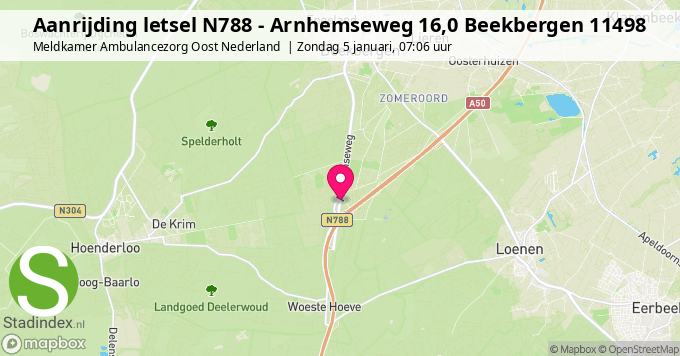 Aanrijding letsel N788 - Arnhemseweg 16,0 Beekbergen 11498