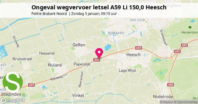 Ongeval wegvervoer letsel A59 Li 150,0 Heesch