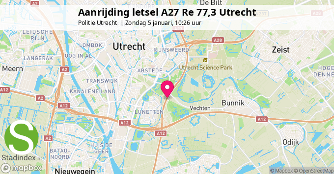 Aanrijding letsel A27 Re 77,3 Utrecht