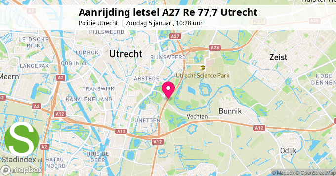 Aanrijding letsel A27 Re 77,7 Utrecht