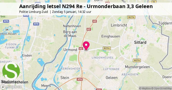 Aanrijding letsel N294 Re - Urmonderbaan 3,3 Geleen