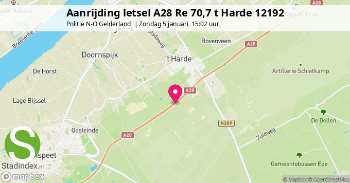 Aanrijding letsel A28 Re 70,7 t Harde 12192