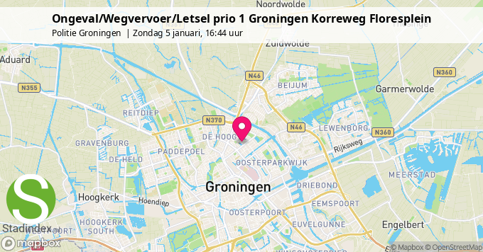 Ongeval/Wegvervoer/Letsel prio 1 Groningen Korreweg Floresplein