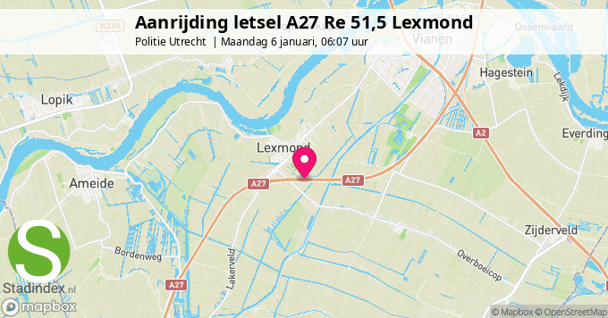 Aanrijding letsel A27 Re 51,5 Lexmond