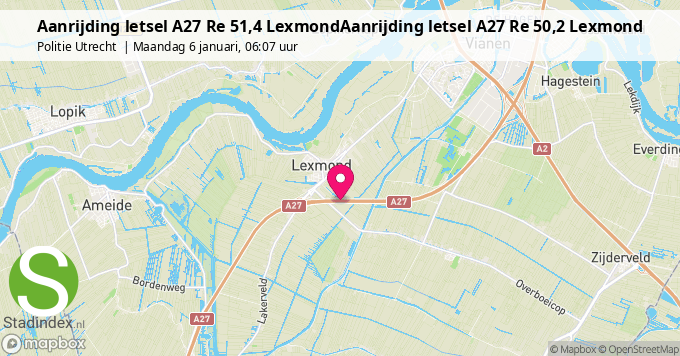 Aanrijding letsel A27 Re 51,4 LexmondAanrijding letsel A27 Re 50,2 Lexmond