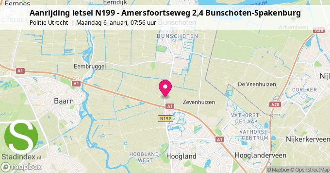 Aanrijding letsel N199 - Amersfoortseweg 2,4 Bunschoten-Spakenburg