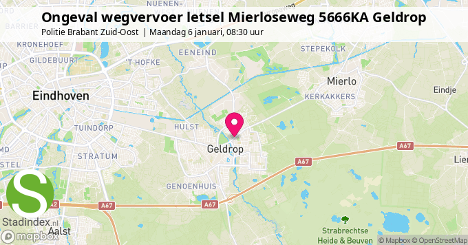 Ongeval wegvervoer letsel Mierloseweg 5666KA Geldrop