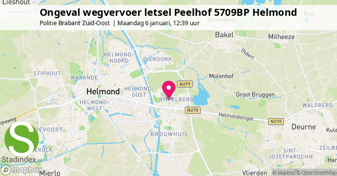 Ongeval wegvervoer letsel Peelhof 5709BP Helmond