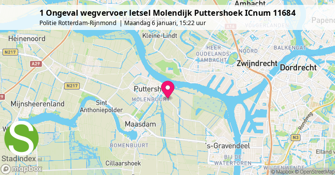 1 Ongeval wegvervoer letsel Molendijk Puttershoek ICnum 11684