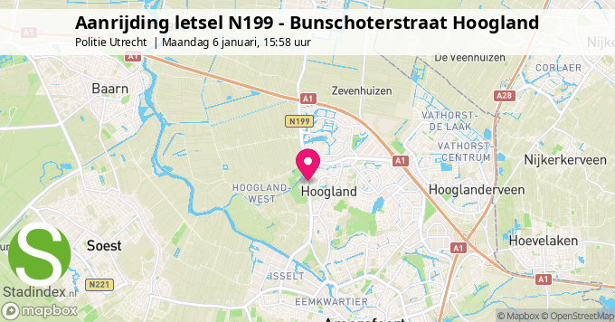 Aanrijding letsel N199 - Bunschoterstraat Hoogland