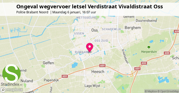 Ongeval wegvervoer letsel Verdistraat Vivaldistraat Oss