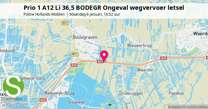 Prio 1 A12 Li 36,5 BODEGR Ongeval wegvervoer letsel