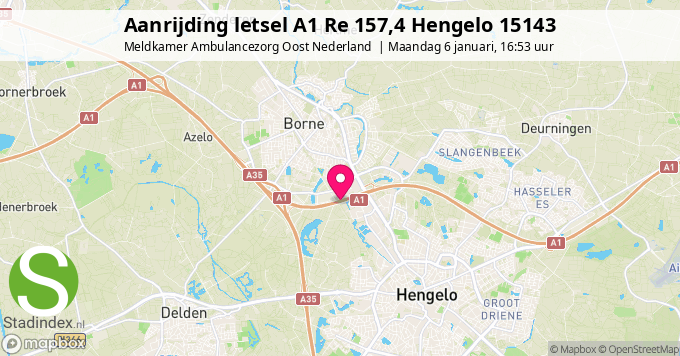 Aanrijding letsel A1 Re 157,4 Hengelo 15143