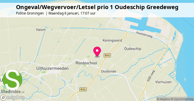 Ongeval/Wegvervoer/Letsel prio 1 Oudeschip Greedeweg