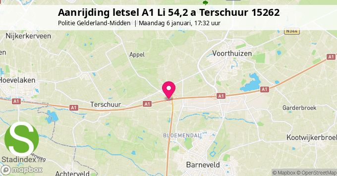 Aanrijding letsel A1 Li 54,2 a Terschuur 15262