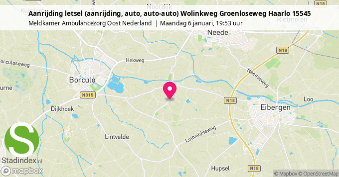 Aanrijding letsel (aanrijding, auto, auto-auto) Wolinkweg Groenloseweg Haarlo 15545