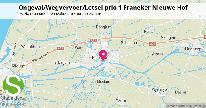 Ongeval/Wegvervoer/Letsel prio 1 Franeker Nieuwe Hof