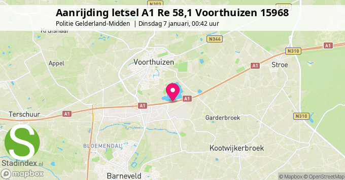 Aanrijding letsel A1 Re 58,1 Voorthuizen 15968