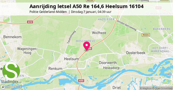 Aanrijding letsel A50 Re 164,6 Heelsum 16104