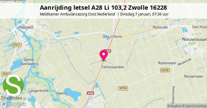 Aanrijding letsel A28 Li 103,2 Zwolle 16228