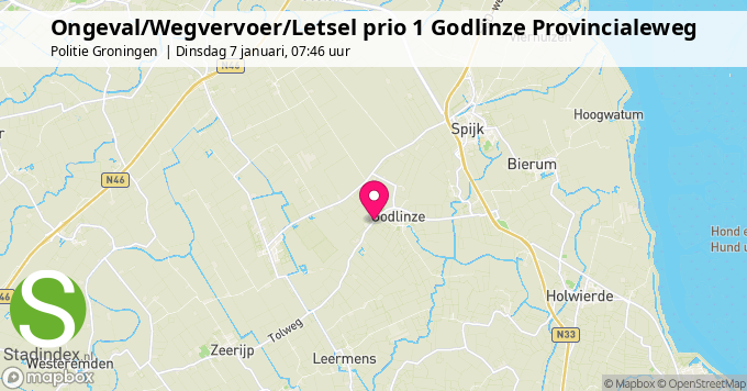 Ongeval/Wegvervoer/Letsel prio 1 Godlinze Provincialeweg