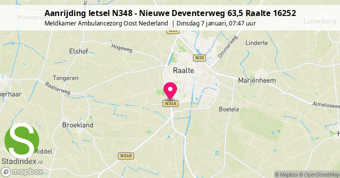 Aanrijding letsel N348 - Nieuwe Deventerweg 63,5 Raalte 16252