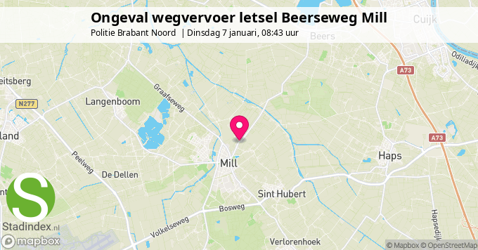 Ongeval wegvervoer letsel Beerseweg Mill