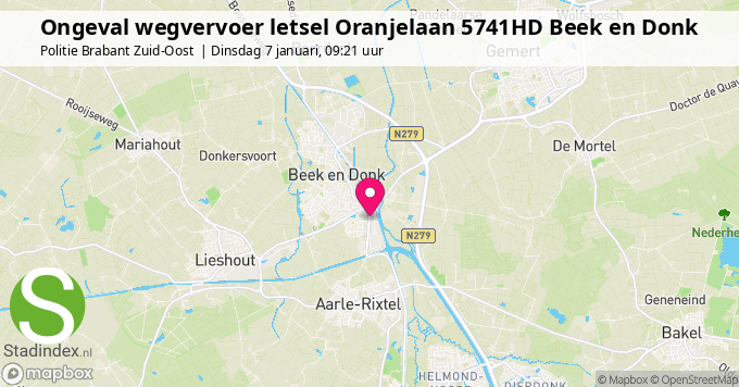 Ongeval wegvervoer letsel Oranjelaan 5741HD Beek en Donk