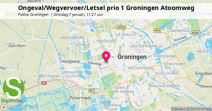 Ongeval/Wegvervoer/Letsel prio 1 Groningen Atoomweg