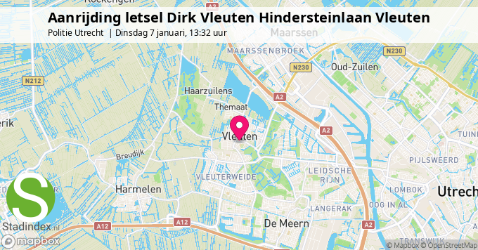 Aanrijding letsel Dirk Vleuten Hindersteinlaan Vleuten