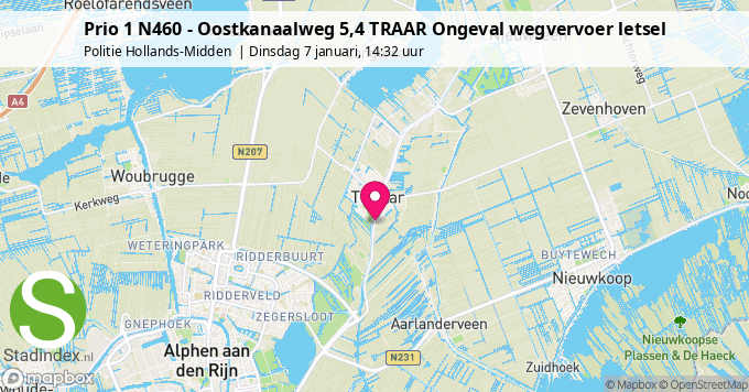 Prio 1 N460 - Oostkanaalweg 5,4 TRAAR Ongeval wegvervoer letsel