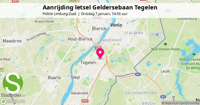 Aanrijding letsel Geldersebaan Tegelen