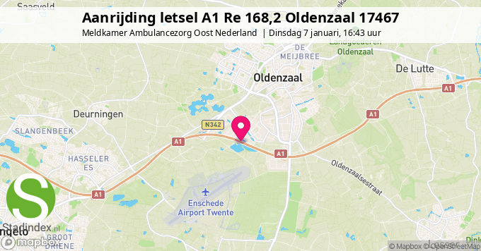 Aanrijding letsel A1 Re 168,2 Oldenzaal 17467