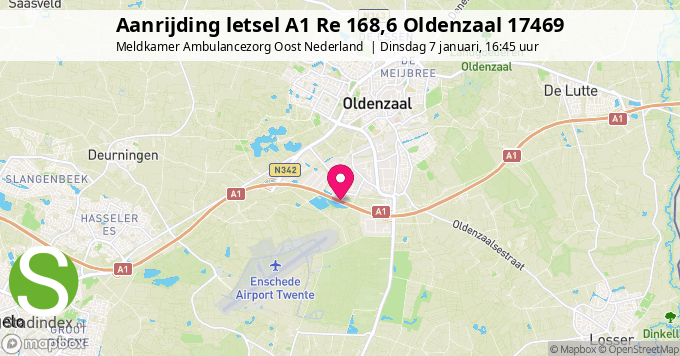 Aanrijding letsel A1 Re 168,6 Oldenzaal 17469