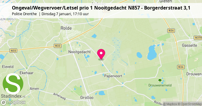 Ongeval/Wegvervoer/Letsel prio 1 Nooitgedacht N857 - Borgerderstraat 3,1