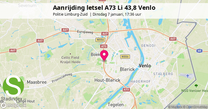 Aanrijding letsel A73 Li 43,8 Venlo