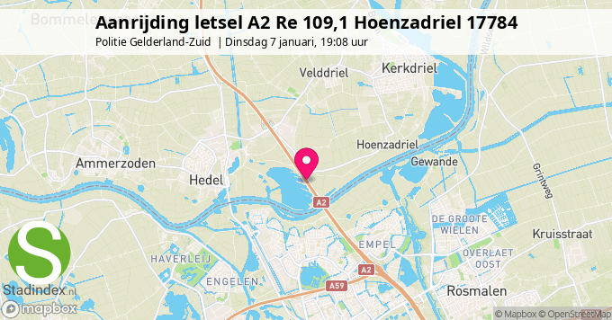 Aanrijding letsel A2 Re 109,1 Hoenzadriel 17784