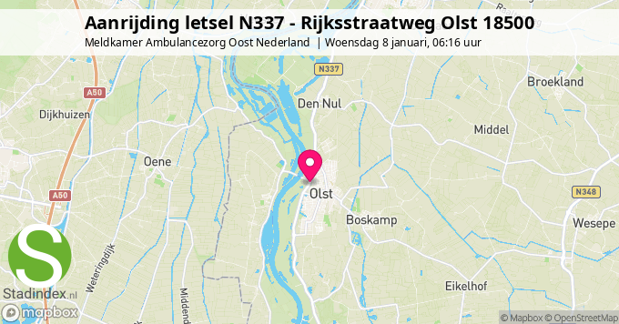 Aanrijding letsel N337 - Rijksstraatweg Olst 18500