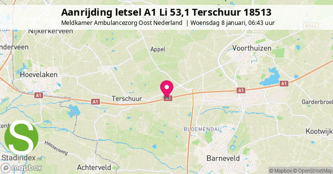 Aanrijding letsel A1 Li 53,1 Terschuur 18513