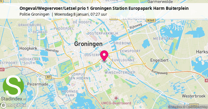 Ongeval/Wegvervoer/Letsel prio 1 Groningen Station Europapark Harm Buiterplein