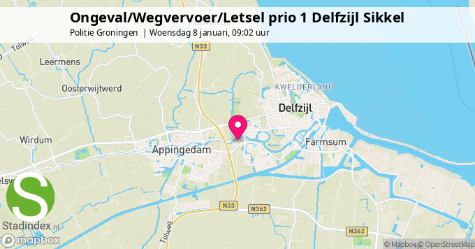 Ongeval/Wegvervoer/Letsel prio 1 Delfzijl Sikkel