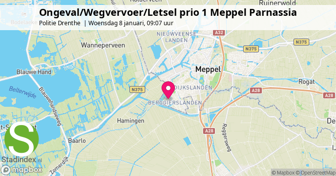 Ongeval/Wegvervoer/Letsel prio 1 Meppel Parnassia